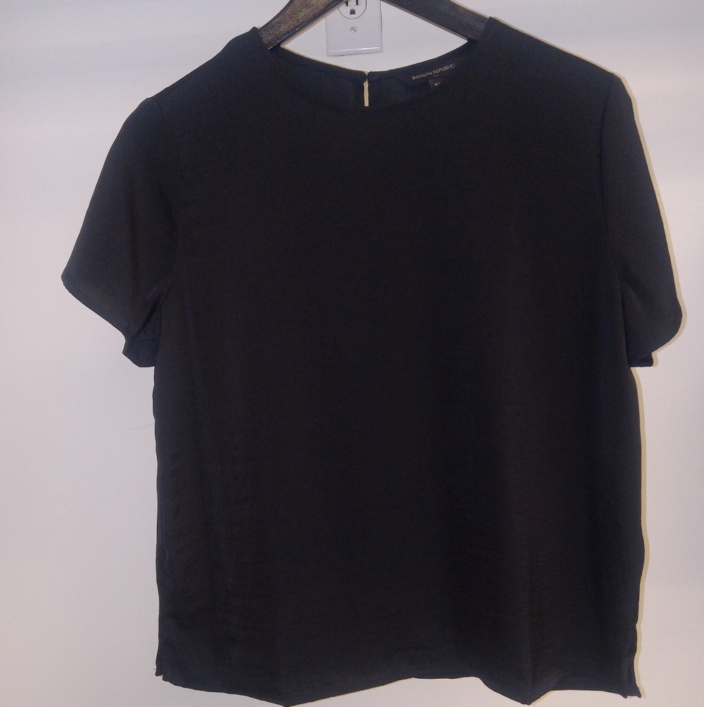 Banana Republic Black Short-Sleeve Blouse